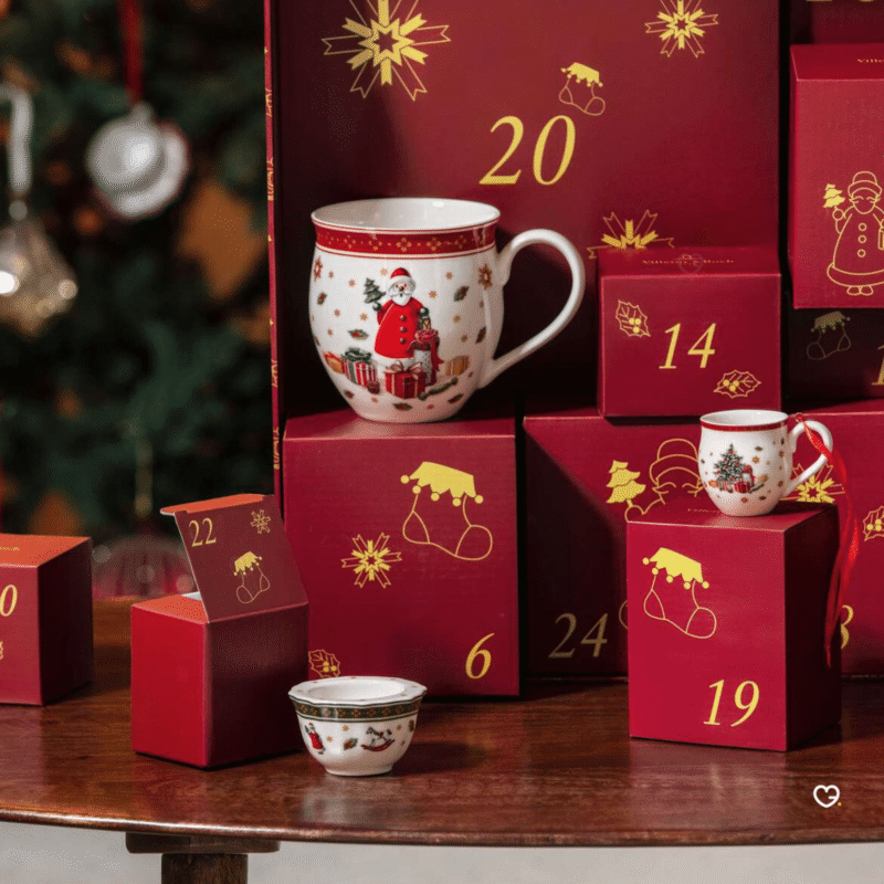 Villeroy & Boch Adventskalender 2025 mit 24 Porzellan-Überraschungen und limitierten Weihnachtsdesigns für festliche Deko.