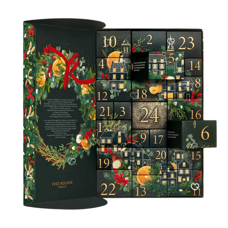 Yves Rocher Adventskalender 2025 mit 24 Beauty-Überraschungen aus Pflege, Make-up und Parfum in festlicher Geschenkbox