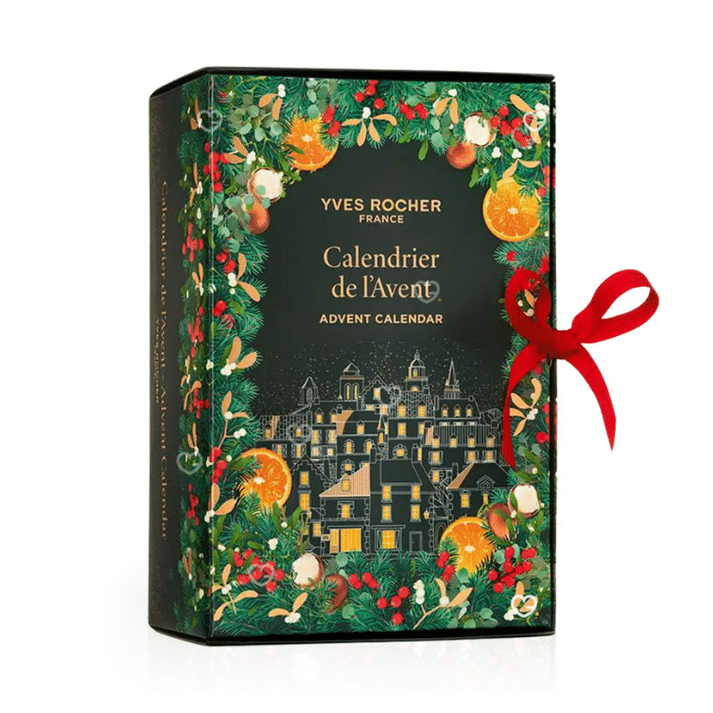 Yves Rocher Adventskalender 2025 mit 24 Beauty-Überraschungen aus Pflege, Make-up und Parfum in festlicher Geschenkbox
