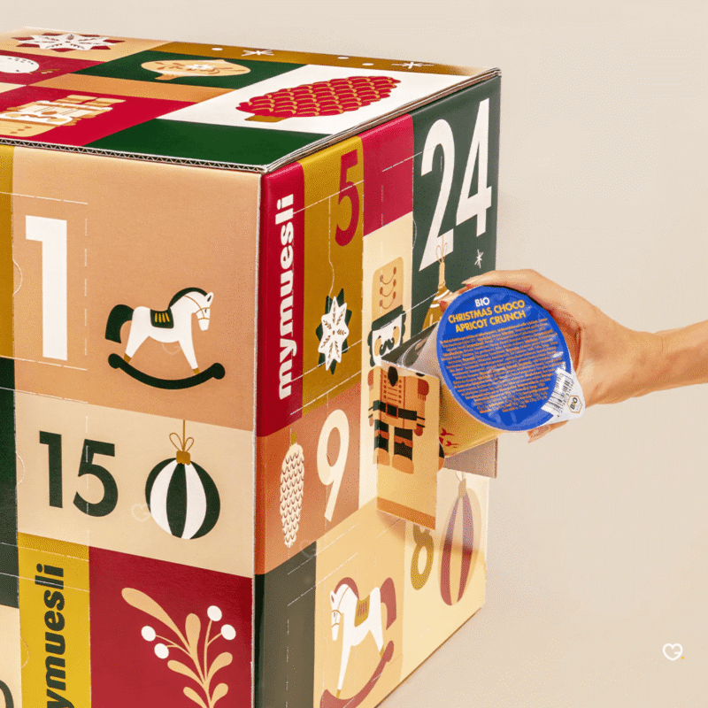 mymuesli Deluxe Adventskalender 2025 mit 24 Bio-Müslis und Porridges, limitierte Gourmet-Edition mit Gutschein-Extras