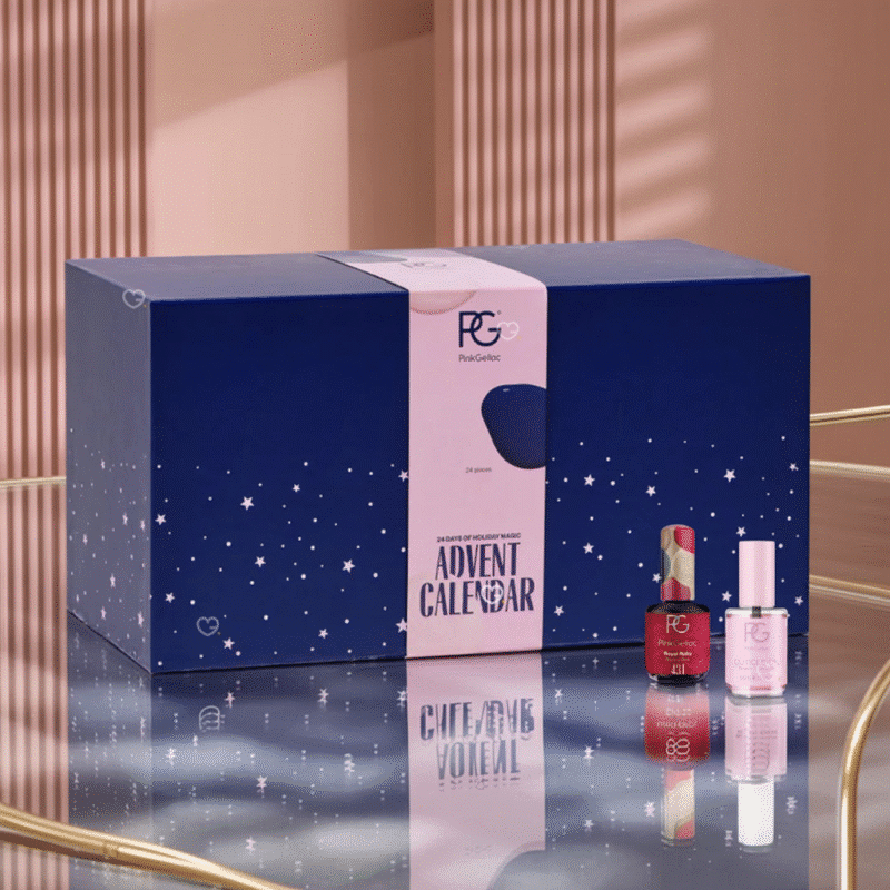 Pink Gellac Adventskalender 2025 mit 24 UV-Nagellacken, Cat Eye Farben, Nail Art Tools und Pflege für festliche Nagel-Looks