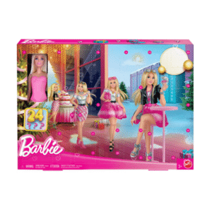 Barbie Mode Adventskalender 2025 mit Puppe, Hund und 24 modischen Accessoires für kreatives Spiel in der Vorweihnachtszeit.