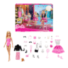 Barbie Mode Adventskalender 2025 mit Puppe, Hund und 24 modischen Accessoires für kreatives Spiel in der Vorweihnachtszeit.