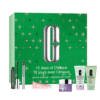 Clinique Adventskalender 2025 mit 12 luxuriösen Pflege‑ und Make‑up‑Miniaturen in festlicher Box, ideal zum Verschenken.