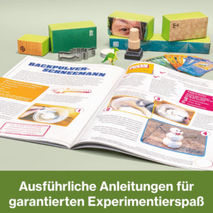 CheXperiment Adventskalender 2025 mit 24 kinderfreundlichen Experimenten, Bastelideen und Forscherzubehör in bunter Box.