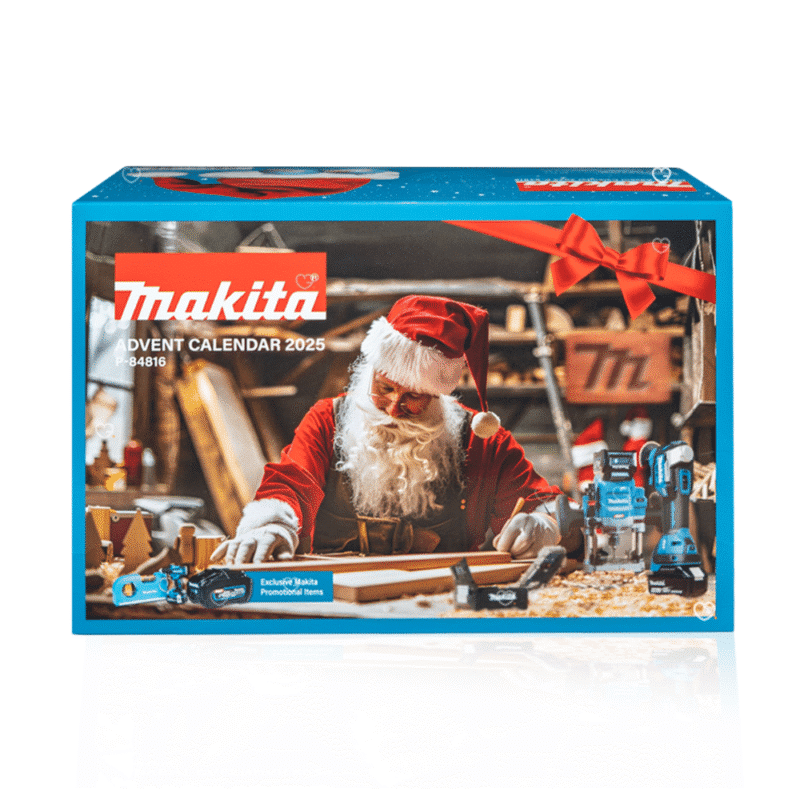 Makita Adventskalender 2025, limitierte Edition mit 24 Werkzeugen und Zubehör für Heimwerker und Markenfans.