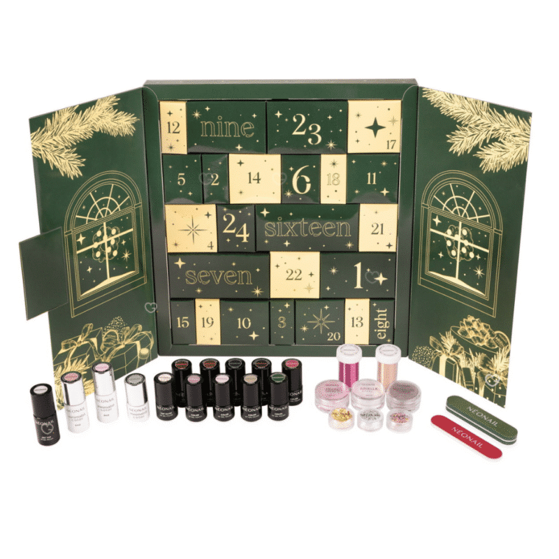 neonail Adventskalender 2025 mit 24 Nagel-Highlights, UV-Lacken und Nail-Art in festlicher Box für stilvolle Maniküre.