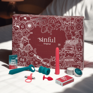 Sinful Original Adventskalender 2025 mit 24 erotischen Überraschungen, stilvolle schwarze Box für sinnliche Vorfreude.