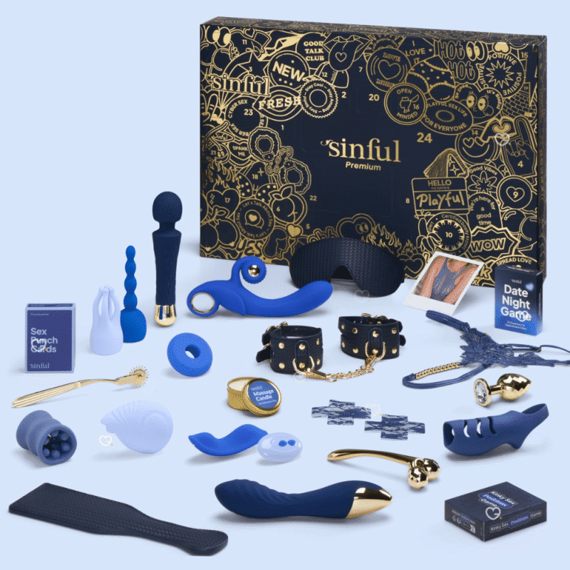 Sinful Premium Adventskalender 2025 in schwarzer Luxusbox mit 24 erotischen Überraschungen für Paare und Singles.