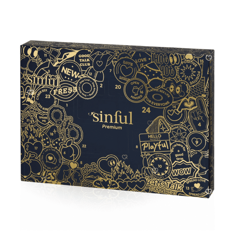 Sinful Premium Adventskalender 2025 in schwarzer Luxusbox mit 24 erotischen Überraschungen für Paare und Singles.