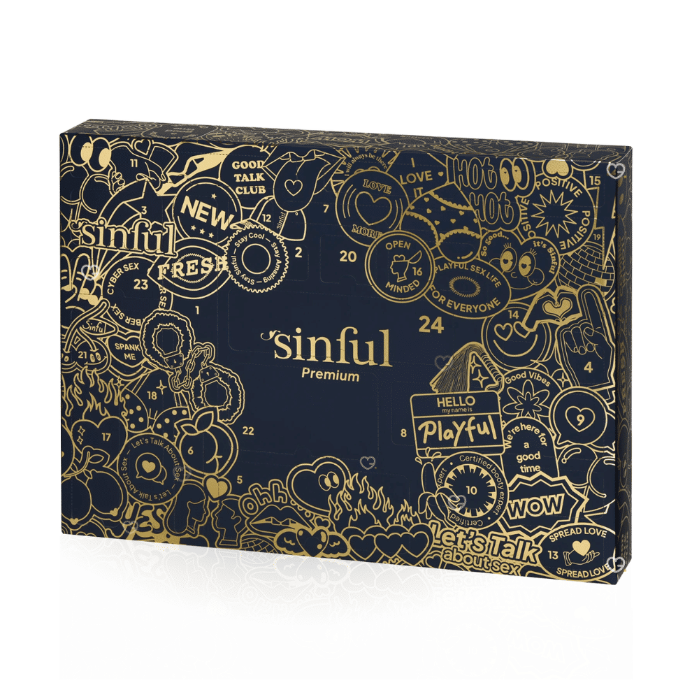 Sinful Premium Adventskalender 2025 in schwarzer Luxusbox mit 24 erotischen Überraschungen für Paare und Singles.