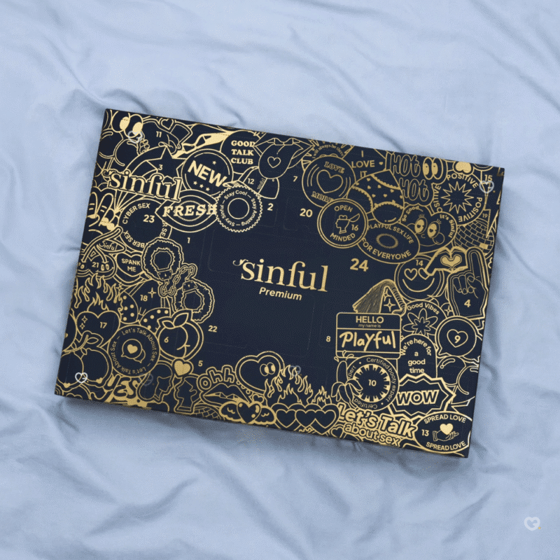 Sinful Premium Adventskalender 2025 in schwarzer Luxusbox mit 24 erotischen Überraschungen für Paare und Singles.
