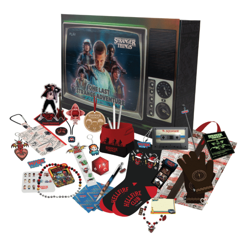 Stranger Things Adventskalender 2025 mit 24 lizenzierten Mini‑Geschenken und Accessoires zur Staffel 5 für Kinder und Fans.