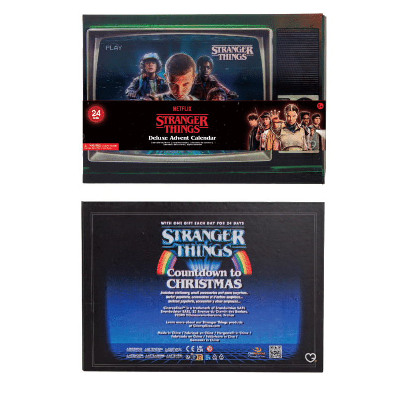 Stranger Things Adventskalender 2025 mit 24 lizenzierten Mini‑Geschenken und Accessoires zur Staffel 5 für Kinder und Fans.