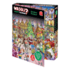 Wasgij Puzzle Adventskalender 2025 mit 24 Mini-Puzzles à 54 Teile, weihnachtliches Rätselmotiv „Rentier-Raserei“, aus Recyclingkarton.