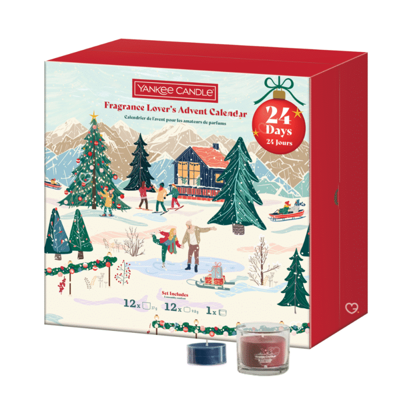 Yankee Candle Book Adventskalender 2025 in Buchform mit 24 Duftkerzen und Glas-Photophor für festliche Wohlfühlmomente.