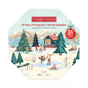 Yankee Candle Wreath Adventskalender 2025 mit 24 Duft-Teelichtern und Glashalter in festlicher Kranzbox für Duftliebhaber:innen.