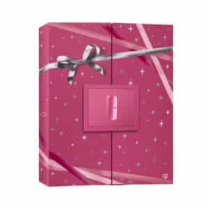 Clinique Adventskalender 2026, geschlossene pinke Box mit Schleife