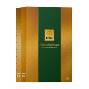 Effol Adventskalender 2025 mit 24 Pflegeprodukten von Effol, effax und HEY für Pferd und Reiter in festlicher Box.