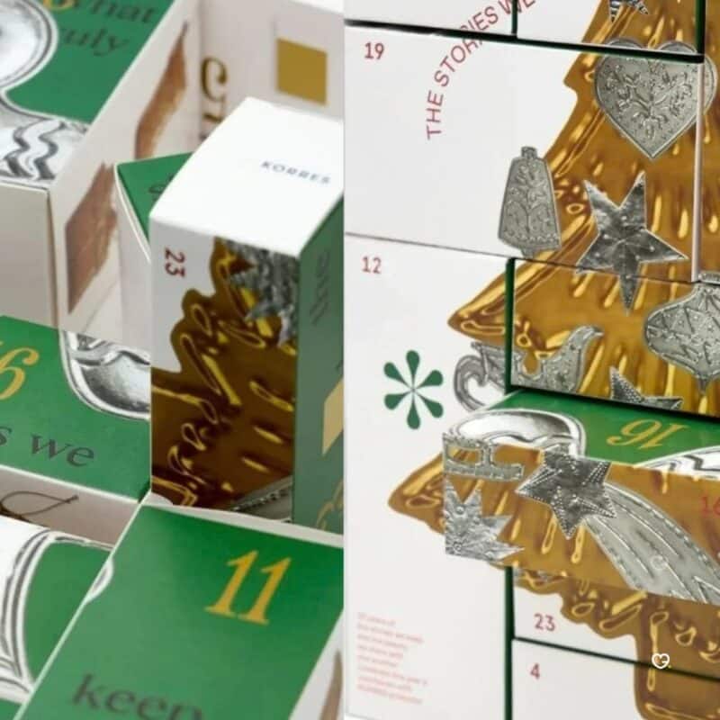 Korres Adventskalender 2026, Detailansicht der bedruckten Puzzle-Schachteln
