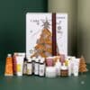 Korres Adventskalender 2026, alle Naturkosmetik-Produkte vor der Box aufgereiht