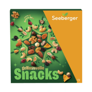 Seeberger Adventskalender 2025 mit 24 Gourmet-Nuss- und Snack-Spezialitäten in edler, festlicher Geschenkbox.