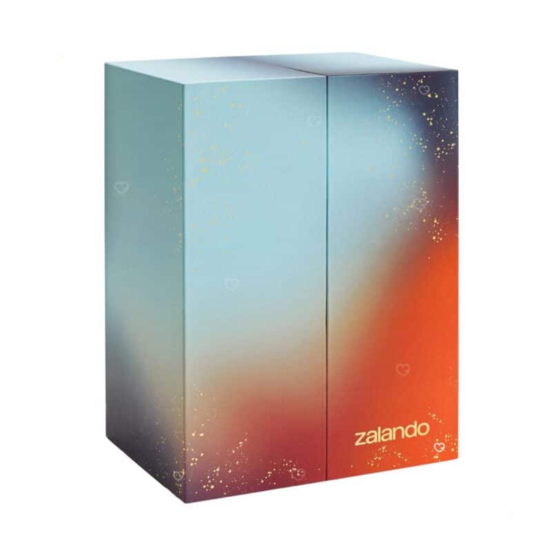 Inhalt des Zalando Beauty Adventskalender 2026, 27 Beauty-Produkte nebeneinander aufgereiht, von Gesichtspflege bis Make-up