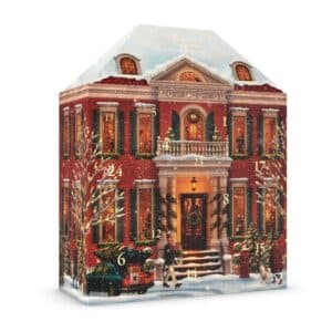 Rituals Adventskalender 2026 als schneebedecktes Stadthaus mit 24 Türchen