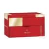 Shiseido Adventskalender 2026 GINZA WONDER, geschlossene rot-goldene Box mit zwei Schubladen vor weissem Hintergrund