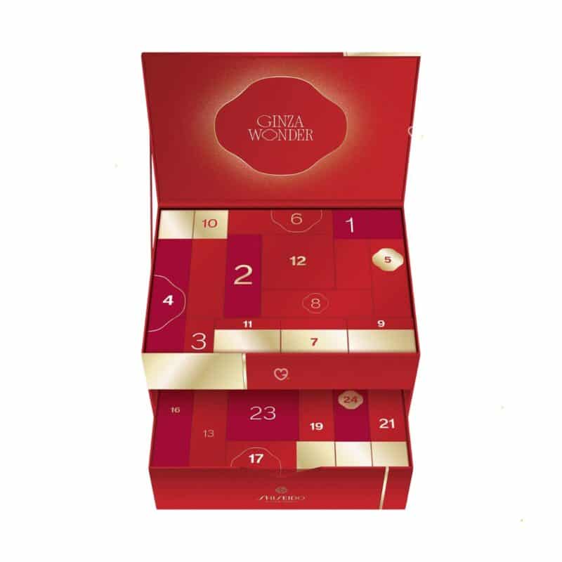 Shiseido Adventskalender 2026 GINZA WONDER geoeffnet, nummerierte Tuerchen in beiden Schubladen