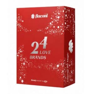 Flaconi Adventskalender 2026 24 Love Brands geschlossene Box auf weißem Hintergrund