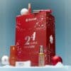 Flaconi Adventskalender 2026 in weihnachtlicher Szene mit Schnee und Christbaumkugeln