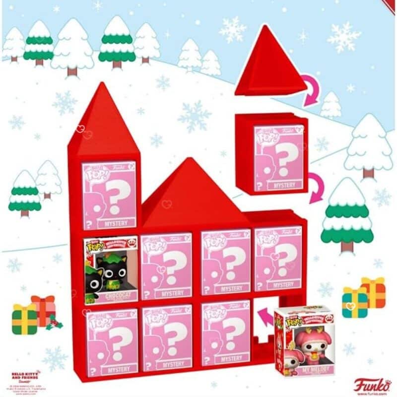 Rotes Schloss des Funko Hello Kitty Adventskalenders mit Sanrio-Bitty-POP-Figuren