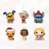 Nahaufnahme der Funko Pocket POP Disney Figuren: Pluto, Rentier, Stitch, Winnie Puuh, Tiana und Rapunzel