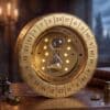 Beleuchteter Time Turner Adventskalender in Hogwarts-Atmosphäre mit Kerzen und Büchern
