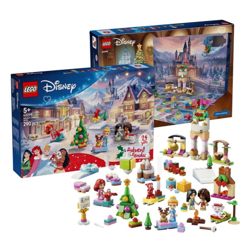 Kompletter Inhalt des Lego Disney Adventskalenders 2026 (43298): Figuren, Mini-Modelle und Spielbrett