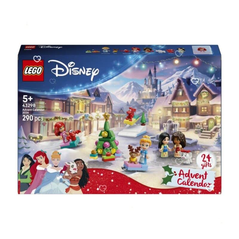 Lego Disney Adventskalender 2026 (43298), verschlossene Verpackung auf weißem Hintergrund
