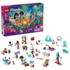 Vollständiger Inhalt des LEGO Friends Adventskalenders 42698: 211 Teile, 3 Mini-Puppen, 6 Wintertiere ausgebreitet