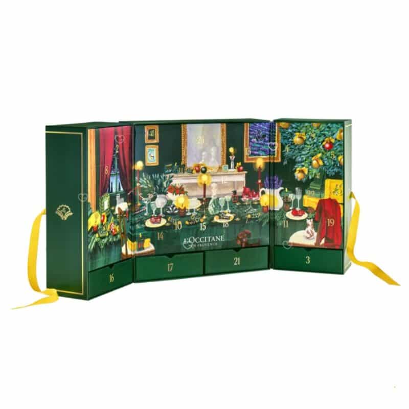 L'Occitane Adventskalender 2026 geöffnet - Innenillustration provenzalischer Weihnachtstisch