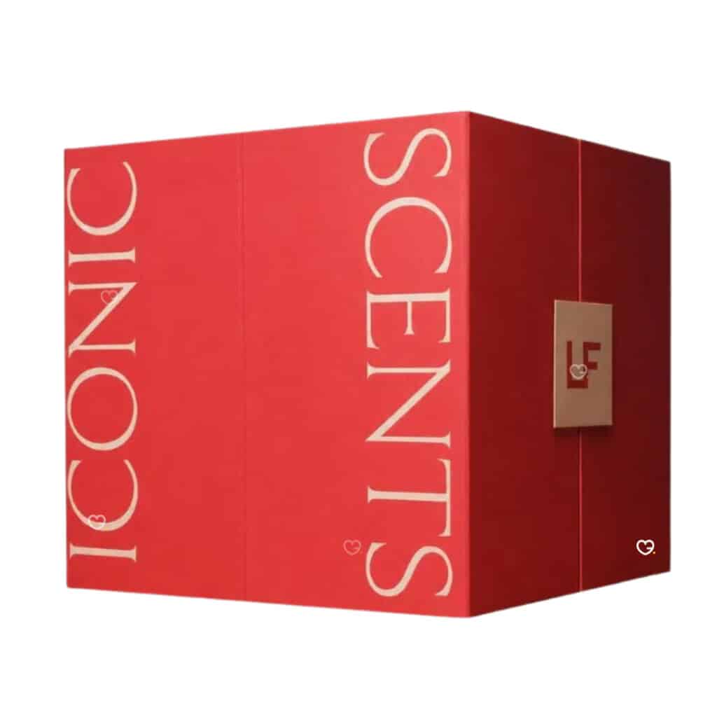 Lookfantastic Parfum Adventskalender 2026, rotes Coffret Iconic Scents geschlossen