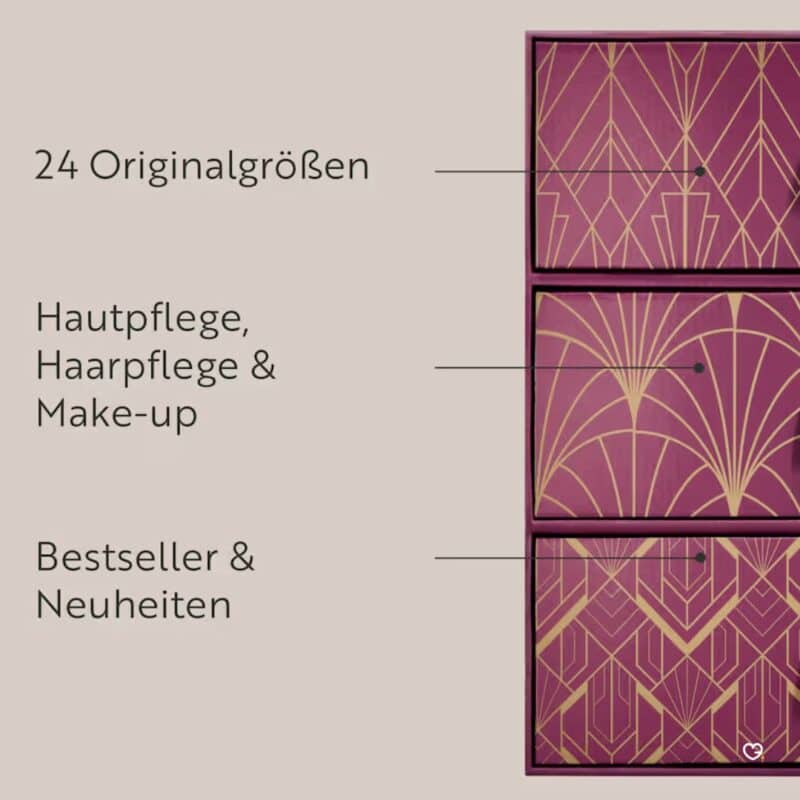 M. Asam Premium Adventskalender 2026, 24 Originalgroessen im Ueberblick