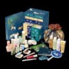 Paul and Joe Make-up Adventskalender 2026, geoeffnete Box mit Produkten und goldener Beuteltasche