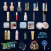 Paul and Joe Adventskalender 2026, Flat-Lay aller 24 Make-up- und Pflegeprodukte