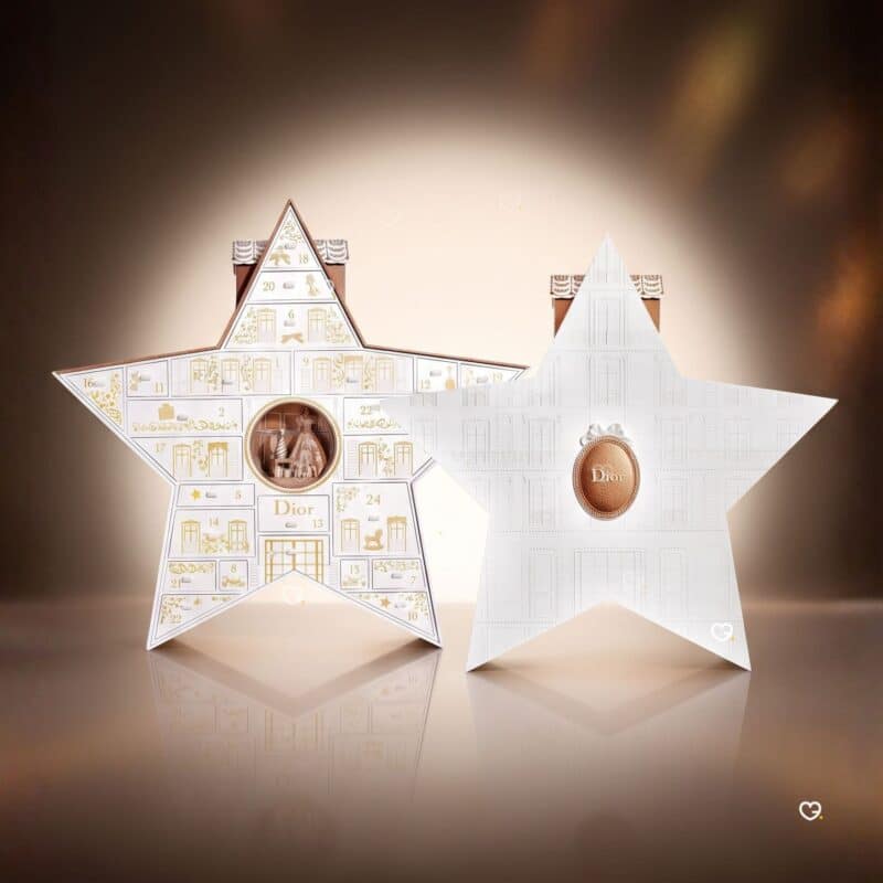 Dior Adventskalender 2026, geschlossene und geöffnete Box nebeneinander