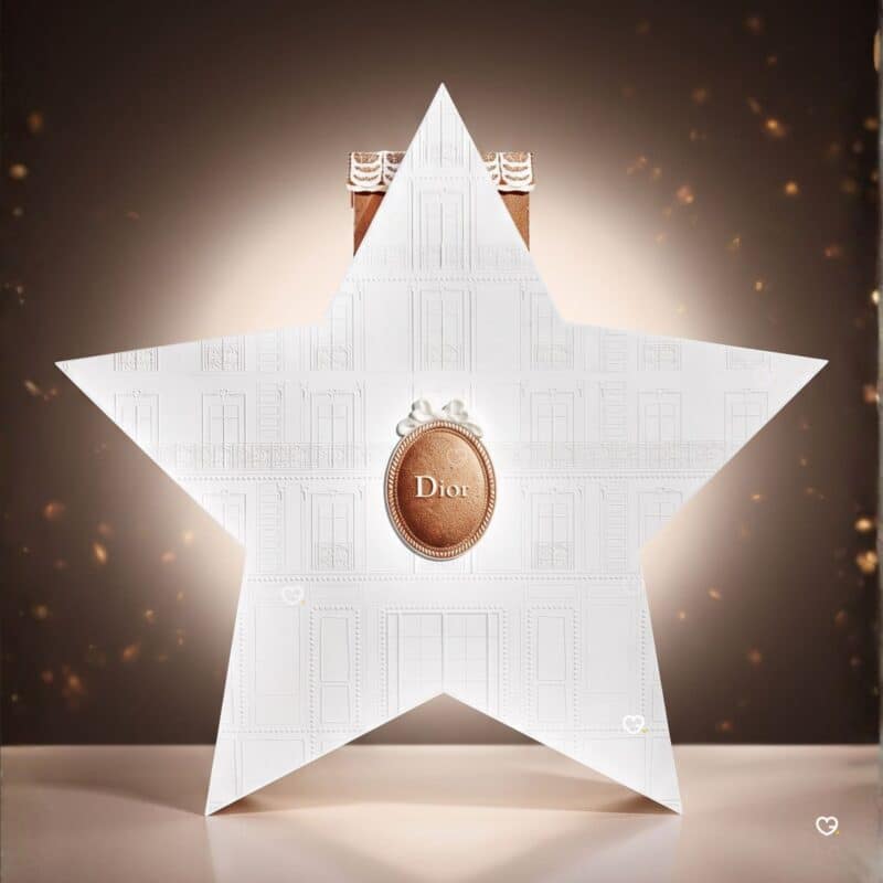 Dior Luxus-Adventskalender 2026, sternförmige Box geschlossen in goldener Weihnachtsstimmung