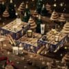 Diptyque Adventskalender 2026 geoeffnet mit brennenden Kerzen in weihnachtlicher Holzkulisse