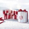 Giorgio Armani Adventskalender 2026 geöffnet im Schnee mit 24 Schubladen