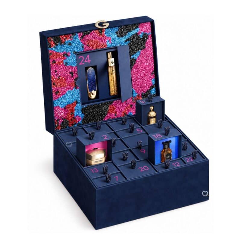 Guerlain Adventskalender 2026 geöffnet, Türchen 24 mit Rouge-G-Etui und einem Guerlain-Parfum