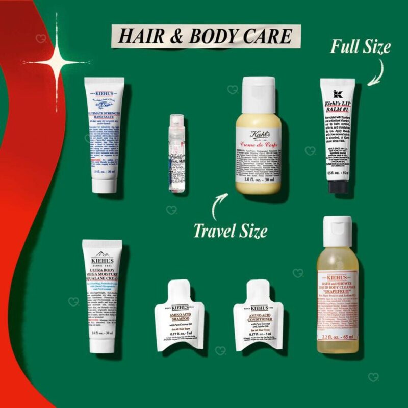 Kiehl's Adventskalender 2026, enthaltene Haar- und Körperpflege