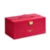 Kiko Adventskalender 2026 Twist n Twinkle Holiday, rote Box mit Goldmotiven geschlossen auf weißem Hintergrund
